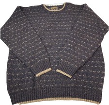 Woolrich Heavy Wool Birdseye Sweater Crewneck Dark Gray/Multi Men  s Large Nice 