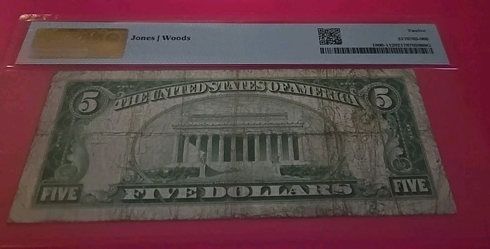 1929 $5 National Bank Pomona, California CH# 3518 PMG 12. rare 12 examples known - Image 3 of 3