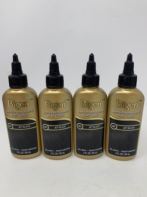 #ad x4 BL Bigen Semi Permanent Haircolor #Jb1 Jet Black 3oz X 4 Packs Lot $18.99