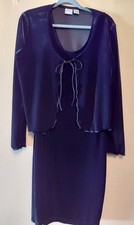 Vintage Giorgio Fiorlini Black Velvet Dress & Jacket Size L Holiday Wear 🎁 EUC 