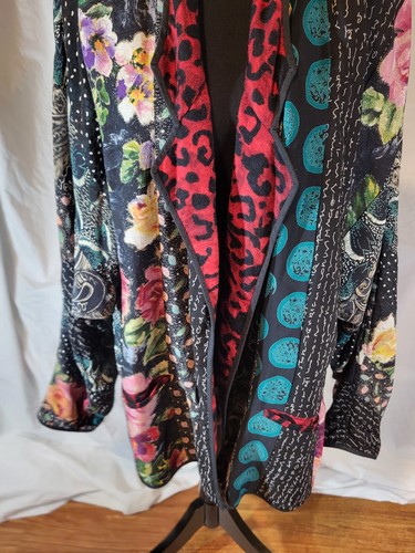 Vtge Koos Couture Koos Van De Akker Patch Mixed Media Art To Wear Open Jacket - Picture 3 of 7
