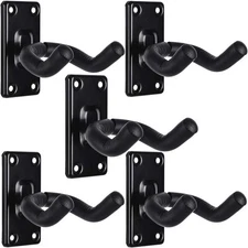 Sound Harbor 5 Pack Guitar Wall Hanger Mount - Black Guitar Hook Holder for Acou