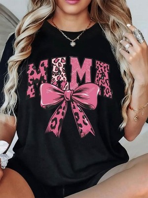 Pink Leopard Mama Bow Shirt - Coquette Aesthetic Mom Tee - Mother's Day Gift