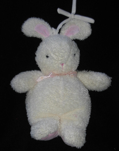 Carters Child of Mine Plush Bunny Musical Lovey Baby Kisses Hugs Cream Pink Flaw