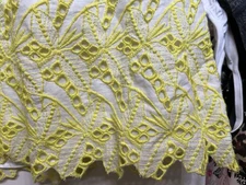 CROWN&IVY YELLOW COTTON GORGEOUS BEAUTIFUL CROCHET LACE DESIGN CUTE BABYDOLL TOP