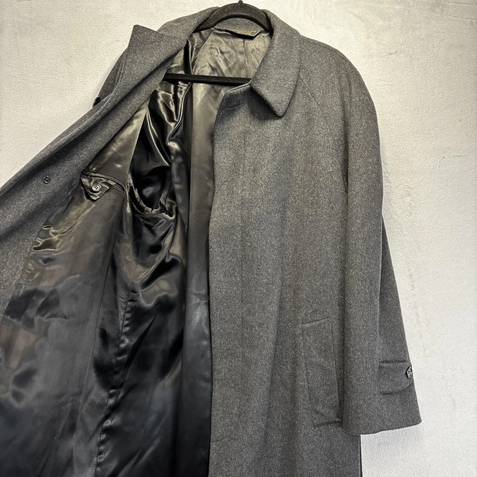 Abrigo Largo Neiman Marcus Para Hombres 40R Gris Lana Cinturón Chaqueta Canadá David Foto 3 de 4