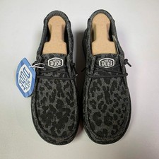 Hey Dude Women's Wendy Stretch Jersey Leopard Charcoal/Multi NIB 2026