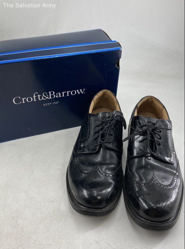 Croft & Barrow Mens Bowman Black Leather Lace-Up Oxford Dress Shoes Size 13 W
