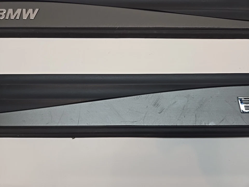 04 05 06 07 BMW 530i 530Xi E60 Trim Door Sill Scuff Plate Set Black Grey OEM - Image 3 of 4