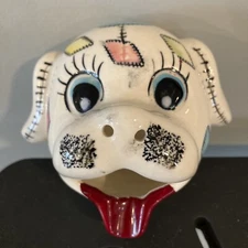 Puppy Dog Ashtray Smokes Nose WHIMSY PATCH Hand Painted Ceramic Japan Vintage
