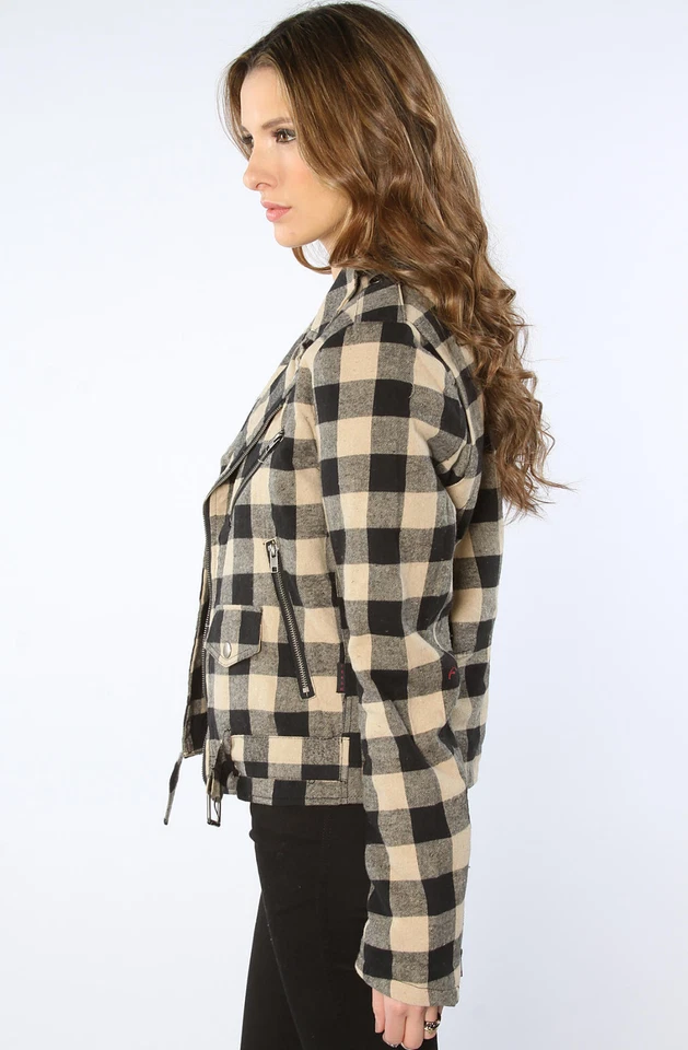 TRIPP УНИСЕКС ФЛАНЕЛЕВЫЙ СТЕГАНЫЙ МОТОЦИКЛ РОК MOTO МОТОЦИКЛИСТА ПАНК ПАЛЬТО КУРТКА FL7545M - Изображение 2 из 4