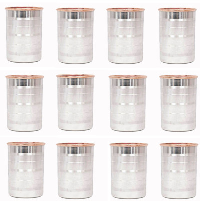 Copper Steel Glass Silver Touch Serving Drinking Tumbler Water Home Kitchen 12PC