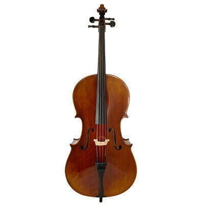 D Luca Flamed Ebony Inlaid Professional Cello Outfit W/Padded Gig Bag, 3/4 Size