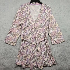 Felemo Sleep Dress & Robe Set Womens Medium Purple Pink Floral Short