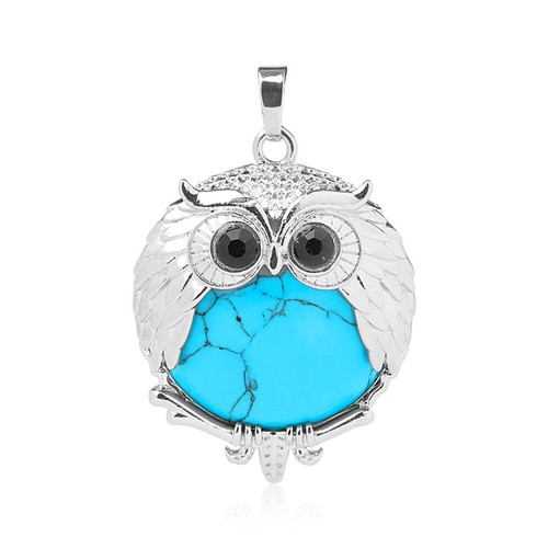 Piedra preciosa natural cuarzo cristal búhos colgante mujer collar joyería - Imagen 32 de 35