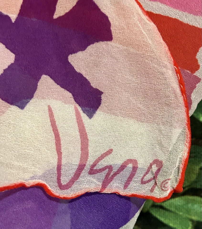 Bufanda Vera Vintage Rosa Púrpura Blanco Rojo Cuadrada 26" x 26" Foto 2 de 3