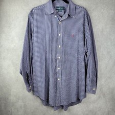 Ralph Lauren Classic Fit Mens Size 16 L 32/33 Blue Long Sleeve Button Down Shirt