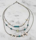 Vintage Liquid Sterling Silver Turquoise and MOP Bird Necklace ~ 22g ~ 6-F556