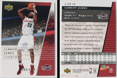 2007 Upper Deck LeBron James #23 Trading Card (#2/10) Cleveland Cavaliers NBA