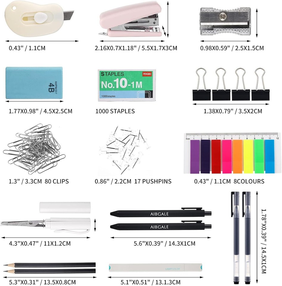 123 Pcs Office Supplies Kit with Desk Organizers, Stationery Clear eBay