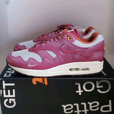 Size 9.5 Nike Air Max 1 x Patta Night Maroon With Bracelet | eBay
