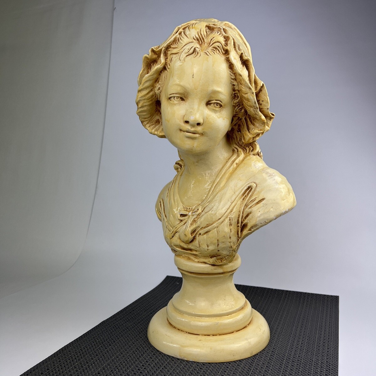 グリナム.ニアム　フランス農民少女の胸像彫刻 1920's Signed Grinam Niam Paris 18
