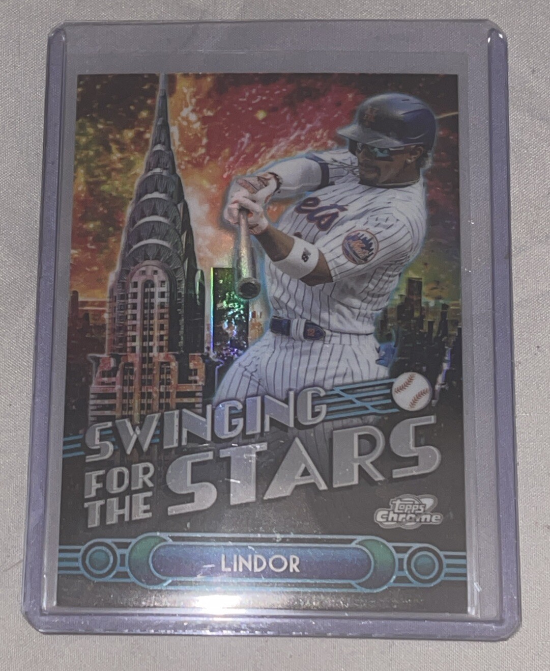 2024 Topps Chrome Francisco Lindor Swinging for the Stars Fanatics Fest NY Mets