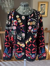 Michael Simon L XL XXL Beaded Embroidered sweater cardigan Christmas Gift