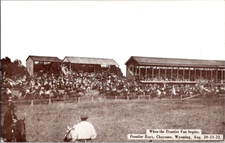 Vintage Postcard Frontier Days Cheyenne Wyoming Exciting Rodeo Horse Racing