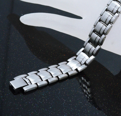 Bracelet Magnétique En Titane - Finition Argent Antique - Pour Soulagement Des Douleurs