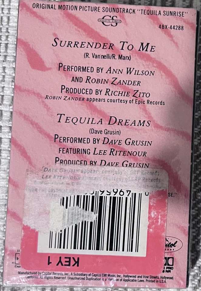 Tequila Sunrise Surrender to me Soundtrack Ann Wilson Zande Cassette Single New - Image 2 of 2