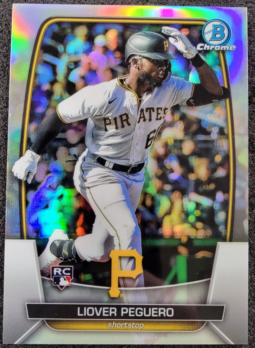 2023 Bowman Chrome Refractor /499 Liover Peguero Rookie RC #72 Pirates