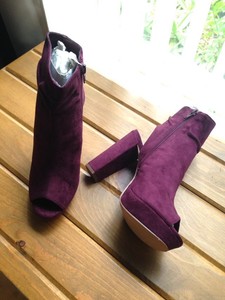 burgundy platform booties