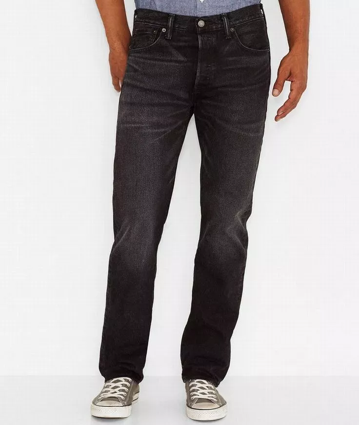 Men s Levi s 501 Custom Jeans 00501 1915 Black Button Fl Straight Leg Size 36 32