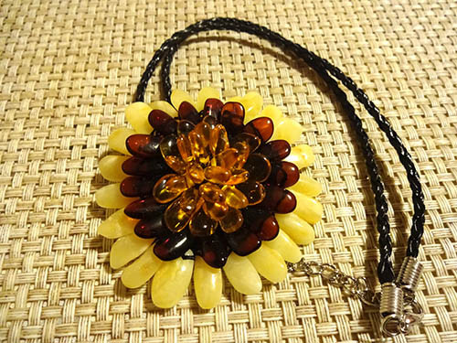 "Collar/colgante/broche ámbar báltico ""flor" - Imagen 1 de 4