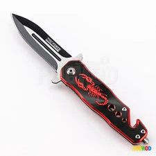 6.25" TAC-FORCE Black Red Scorpion Spring Assist Stiletto Tactical Pocket Knife