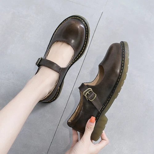 Damen Flats Shoes Round Toe Low Heel Oxfords Ankle Strap Preppy Style Mary Jane - Bild 3 von 22