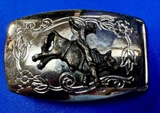 Small Vintage Saddle Bronc western Cowgirls or Children's Two Tone belt buckle
