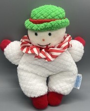 Vintage Eden Snowman Plush Terrycloth Rattle Lovey Christmas White Waffle Weave