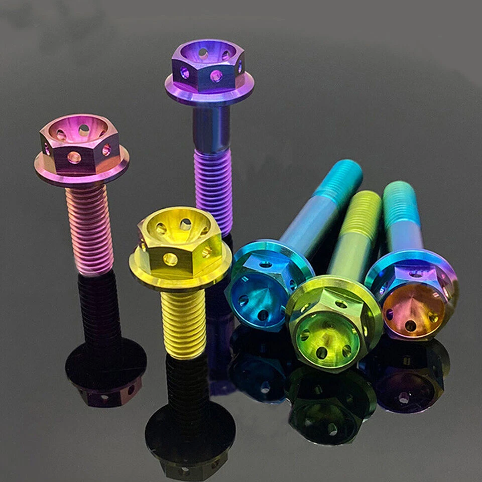 M8 X 1.25mmTitanium Drilled Hex Head Flange Bolt 15 20 25 30 35 40 45 50 55 60mm - Image 2 of 4