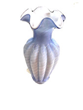 Fenton glass light purple /white Swirl 11 inch flower vase beautiful  