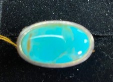 Vintage Women's Sterling Silver .925 Heavy Bright Opal Turquoise S27 Size 8.5