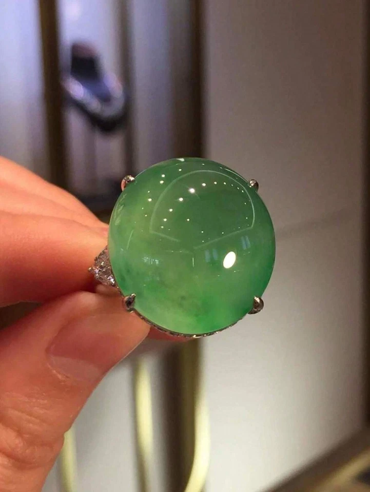 55 TCW Large Cabochon Green Peridot & Simulated Sapphire Luxury Engagement Ring - Image 4 of 4