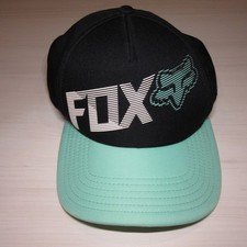 FOX Racing Motorcross Black with Teal Bill Adjustable Hat