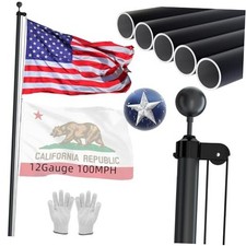 Heavy Duty Flag Pole -12 Gauge Extra Thick Aluminum 25FT Black-Thicken-25FT