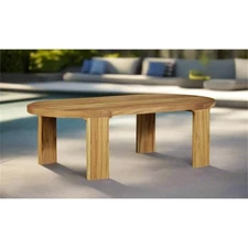 Pemberly Row Contemporary Outdoor Solid Teak Wood Coffee Table