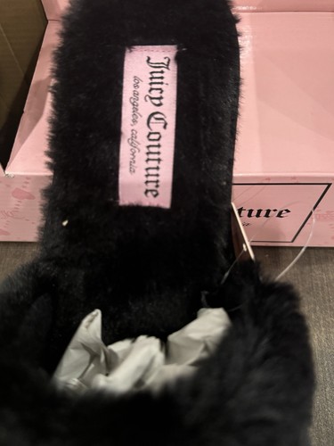 2X Juicy Couture Plush Slipper Black &Beige Size XL 9.5-10.5 New In Box Comfy - Photo 15/19