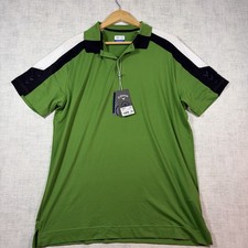 Callaway Golf Polo Shirt Mens Large Green Colourblock Performance Stretch NWT