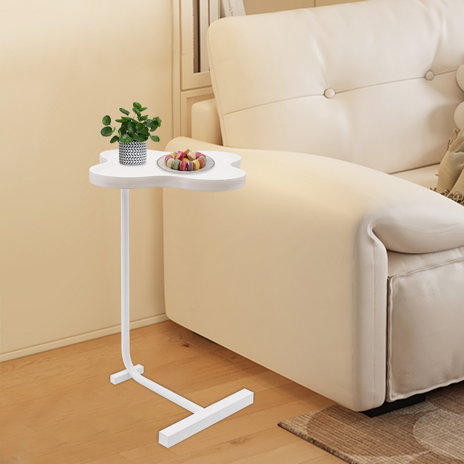 C Shaped Side Table Sofa End Side Table Flower Shape Small Table for Bedroom