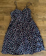 GAP Sz 6 Caroline Dot Polka Dot Mini Sundress Fit Flare Summer Blue Red White